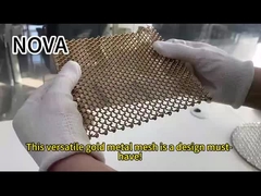 Dekoratif Metal Mesh Perde Alüminyum Altın 6mm X 6mm Özelleştirilebilir Oda Bölücü