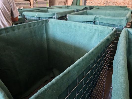 Galvanizli tel katlanabilir kum toprakla doldurulmuş savunma bariyerleri, dokunulmamış polipropilen ve yığılabilir tasarım