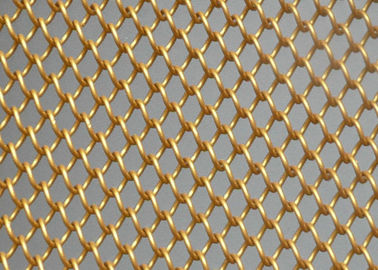 Dekoratif Metal Mesh Perde Alüminyum Altın 6mm X 6mm Özelleştirilebilir Oda Bölücü