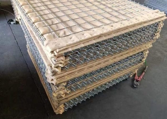 Tan Beige Renk Askeri Bariyer Katlanabilir Kum Duvar sepetleri Kum Tipi Gabion
