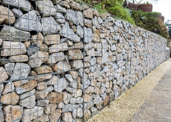 Dikdörtgen İstinat Duvarı Gabion Sepetleri Galvanizli Çelik Tel Pvc Kaplı