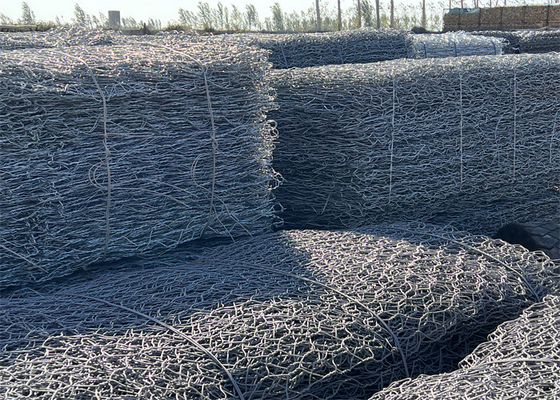 Galvanizli Gabion Sepet 2x1x1m Çift Bükümlü Çelik Hasır 2.7mm Tel