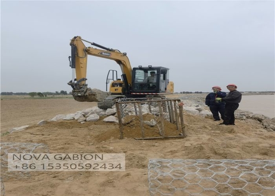 Taş çuvalı gabion kutuları için 4.0mm Gabion Mesh Kafesleri, nehir doldurma gabion torbaları, PVC kaplı çuval gabionları