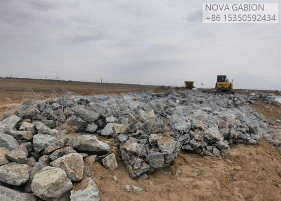 Korozyon Önleyici Dokuma Örgü Çanta / Dayanıklı Gabion Çuval 2.7 Mm Tel Ölçer