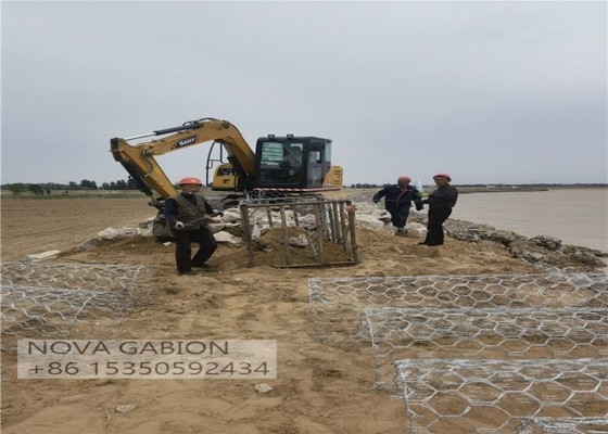 Korozyon Önleyici Dokuma Örgü Çanta / Dayanıklı Gabion Çuval 2.7 Mm Tel Ölçer
