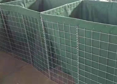 Kare Delik Askeri Savunma Engelleri Yeşil Jeotekstilli Gabion Mesh Kutusu